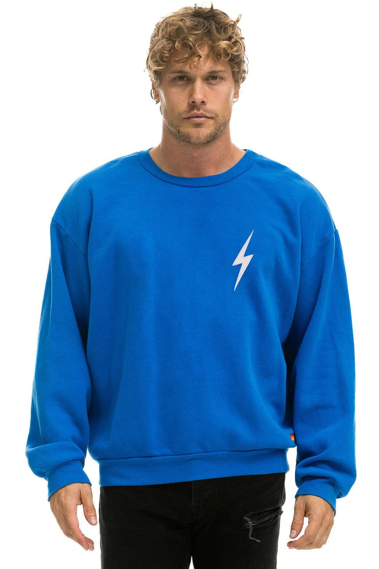 BOLT STITCH RELAXED CREW SWEATSHIRT - OCEAN // WHITE