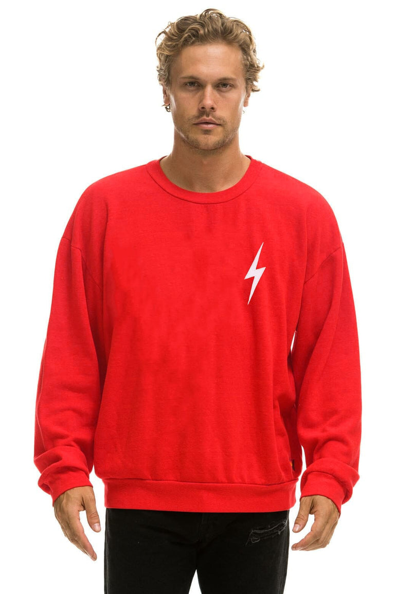BOLT STITCH RELAXED CREW SWEATSHIRT - RED // WHITE
