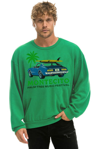 Palm Tree Festival Montecito 2026 Relaxed Crew Sweatshirt Kelly Green - men's front
