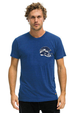 SEATTLE SEAHAWKS HELMET CREW TEE SHIRT - ROYAL