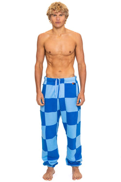 CHECK QUILTED SWEATPANTS - SKY // ADVENTURE BLUE