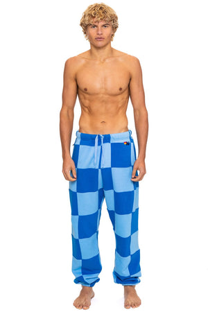 CHECK QUILTED SWEATPANTS - SKY // ADVENTURE BLUE