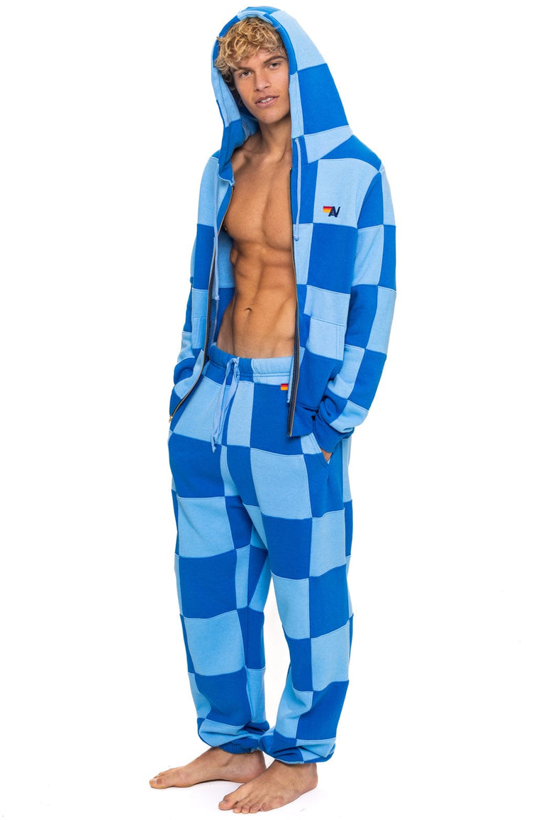 CHECK QUILTED SWEATPANTS - SKY // ADVENTURE BLUE