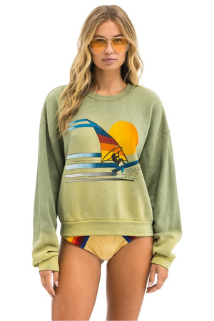 WINDSURF JUMP RELAXED CREW SWEATSHIRT - FADED ARMY