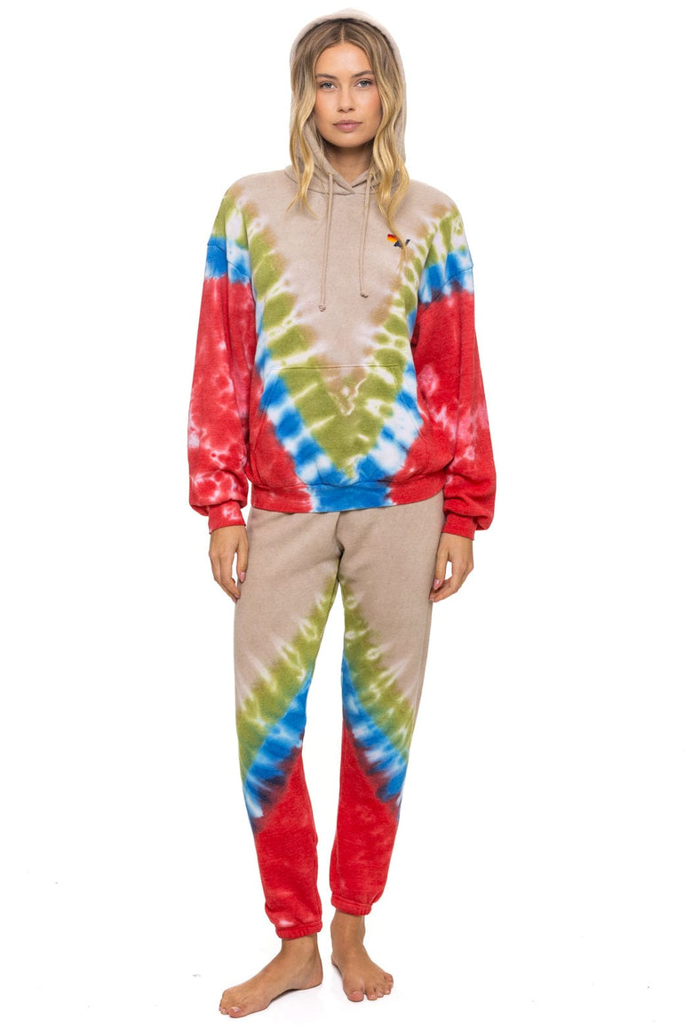 HAND DYED V SWEATPANTS - TIE DYE SAND // BLUE RED