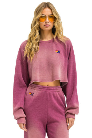 ESSENTIAL CROPPED CREW SWEATSHIRT RELAXED - FADED BERRY