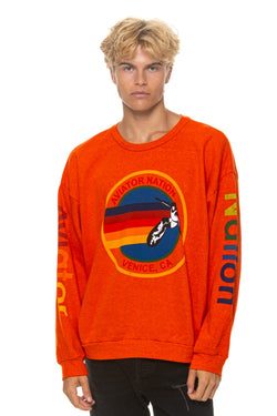 AVIATOR NATION RELAXED VENICE CREW SWEATSHIRT - ORANGE