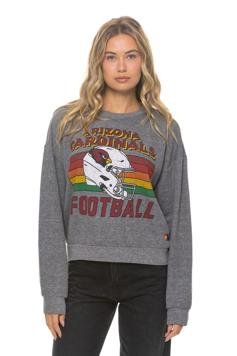 ARIZONA CARDINALS HELMET RELAXED CREW SWEATSHIRT - HEATHER GREY