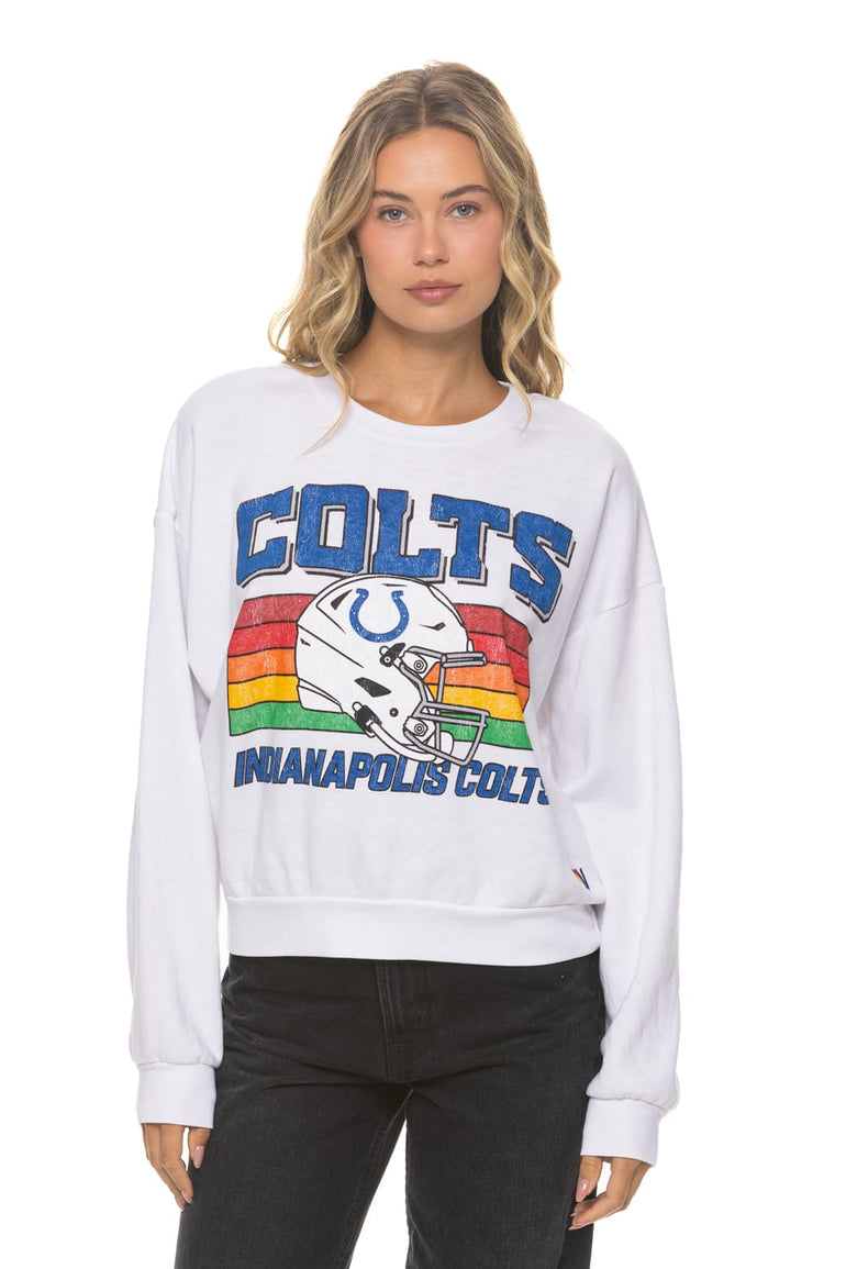 INDIANAPOLIS COLTS HELMET RELAXED CREW SWEATSHIRT - WHITE