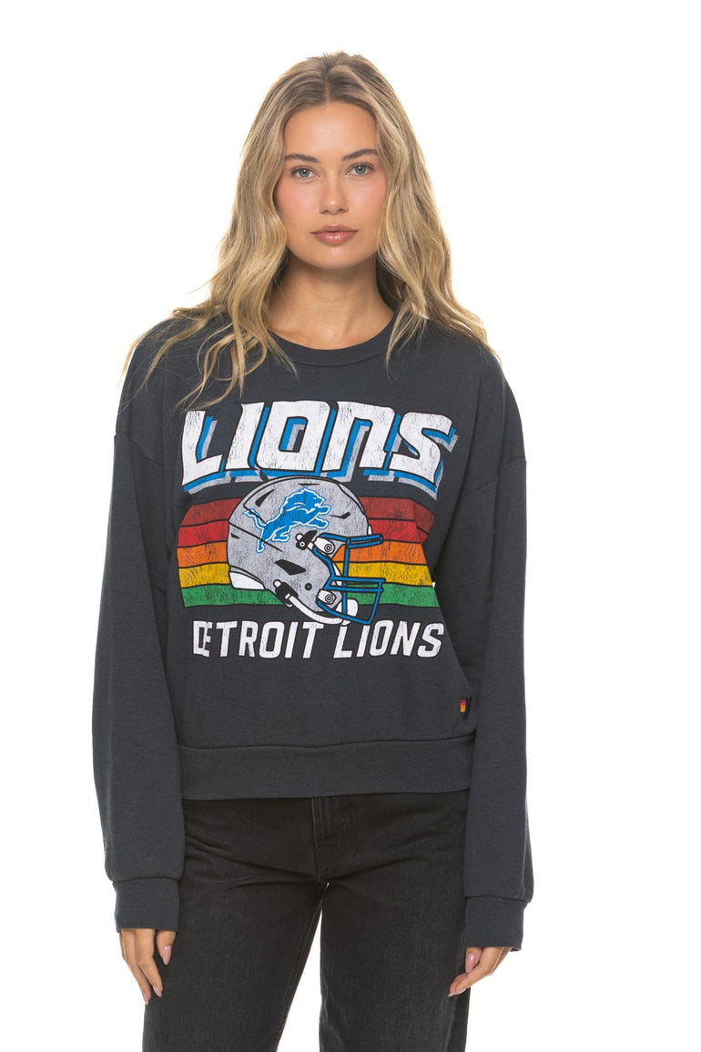 DETROIT LIONS HELMET RELAXED CREW SWEATSHIRT - CHARCOAL