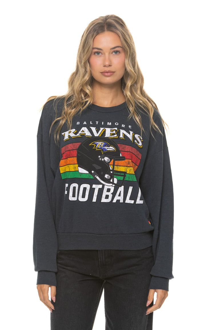 BALTIMORE RAVENS HELMET RELAXED CREW SWEATSHIRT - CHARCOAL