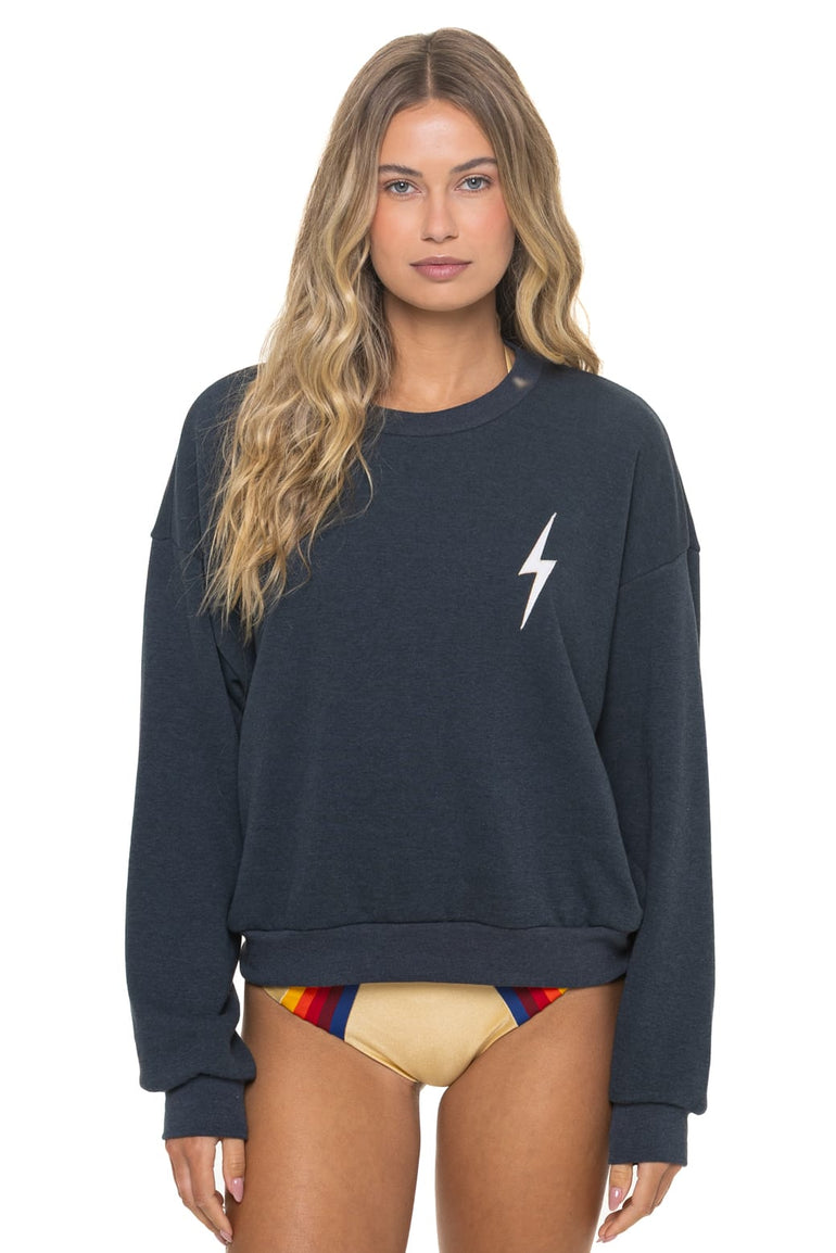 BOLT STITCH RELAXED CREW SWEATSHIRT - CHARCOAL