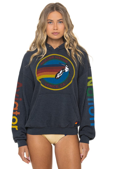 AVIATOR NATION RELAXED PULLOVER HOODIE - CHARCOAL