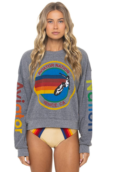 AVIATOR NATION RELAXED CREW SWEATSHIRT - HEATHER GREY