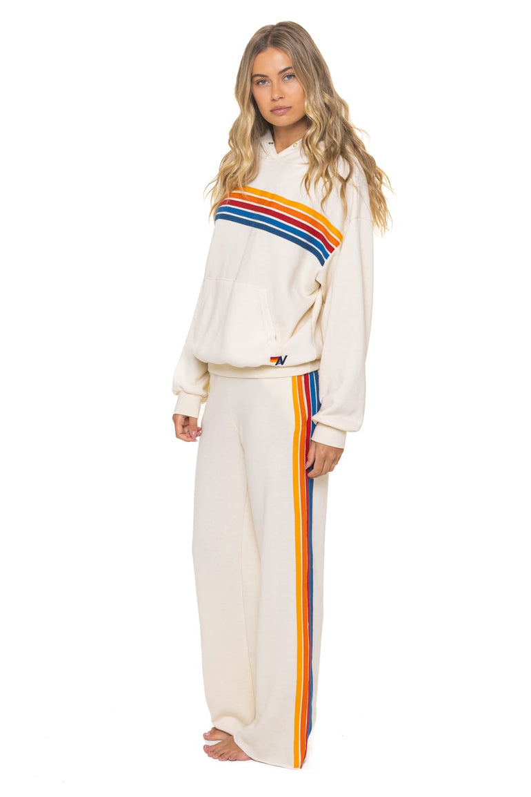 5 STRIPE WIDE LEG POCKET SWEATPANTS - VINTAGE WHITE