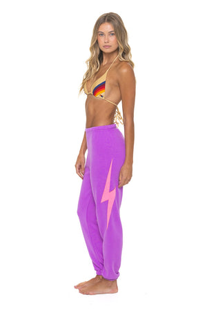 BOLT STITCH SWEATPANTS - NEON PURPLE // NEON PINK