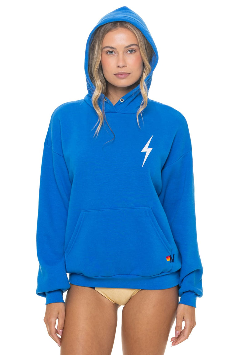 BOLT STITCH RELAXED PULLOVER HOODIE - OCEAN // WHITE