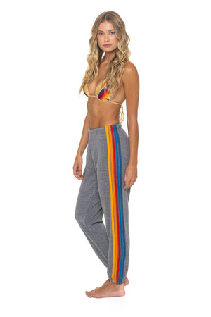 5 STRIPE SWEATPANTS - HEATHER GREY