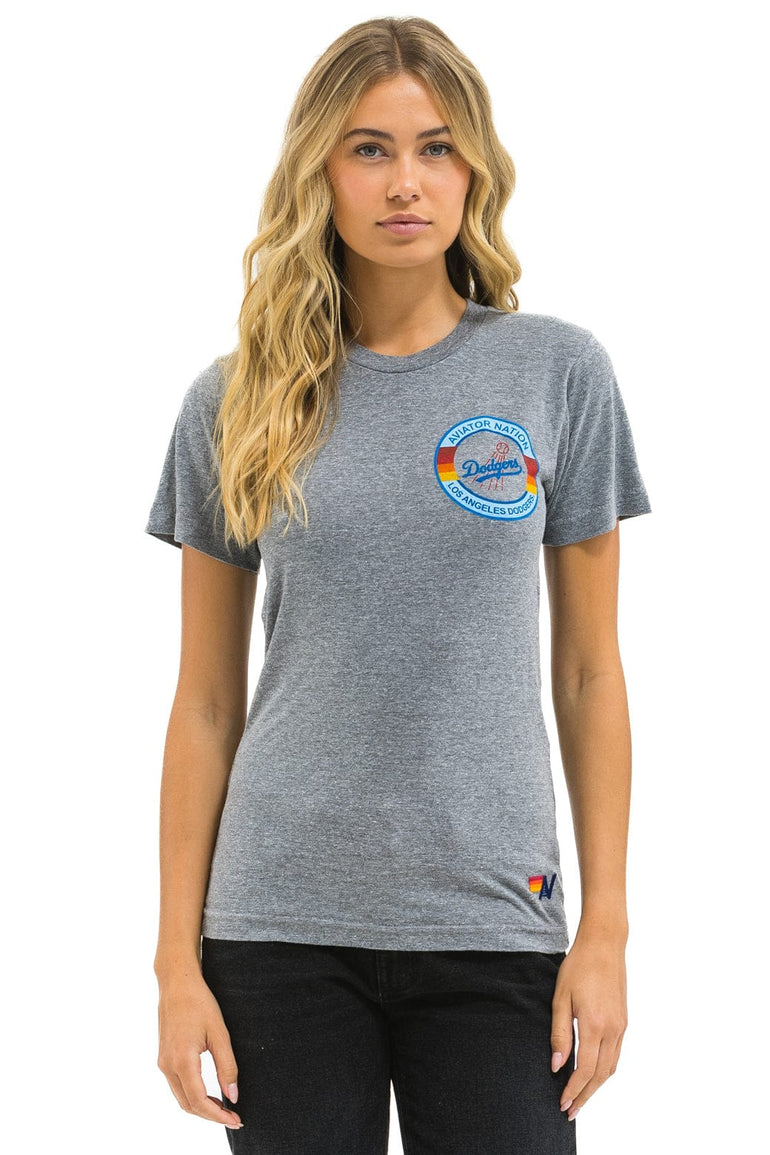LOS ANGELES DODGERS BOLT CREW TEE - HEATHER GREY