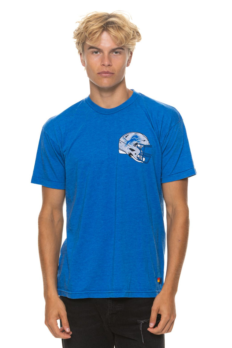 DETROIT LIONS HELMET CREW TEE SHIRT - COBALT