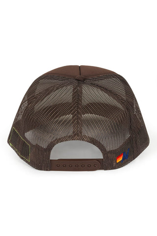 PRAY FOR SNOW VINTAGE TRUCKER HAT - BROWN - back