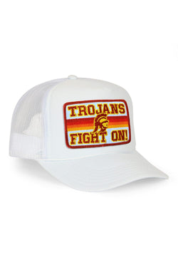UNIVERSITY OF SOUTHERN CALIFORNIA FIGHT ON VINTAGE LOW RISE TRUCKER - WHITE