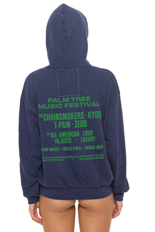 Palm Tree Festival Montecito 2026 Pullover Hoodie Navy - women's back