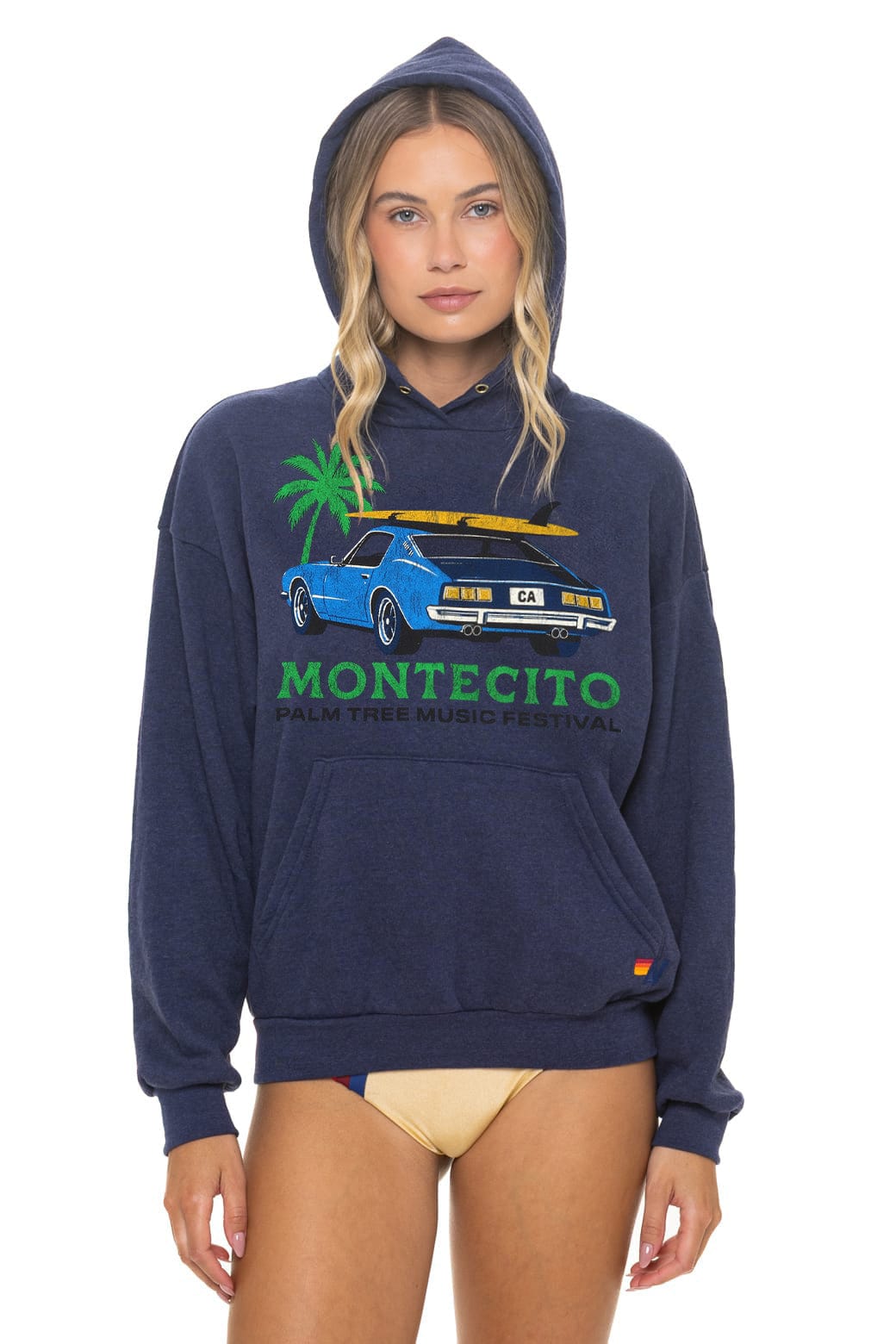 Palm Tree Festival Montecito 2026 Pullover Hoodie Navy - women's front