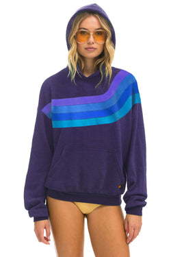 WAVE STRIPE 4 PULLOVER HOODIE RELAXED - DEEP PURPLE // PURPLE