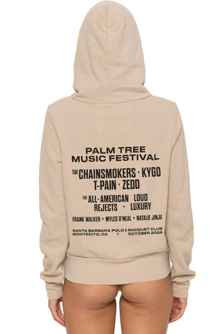 Palm Tree Festival Montecito 2026 Zip Hoodie Sand - women's back