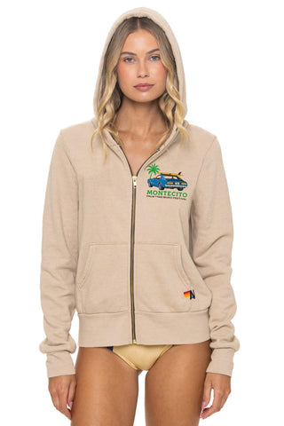 Palm Tree Festival Montecito 2026 Zip Hoodie Sand - women's front