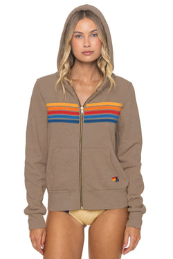 5 STRIPE HOODIE - TAUPE