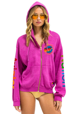 AVIATOR NATION HAMPTONS RELAXED ZIP HOODIE - MAGENTA
