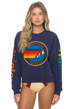 AVIATOR NATION RELAXED VENICE CREW SWEATSHIRT - NAVY
