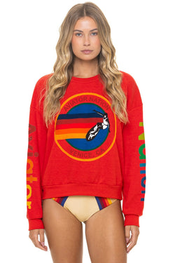 AVIATOR NATION RELAXED VENICE CREW SWEATSHIRT - RED