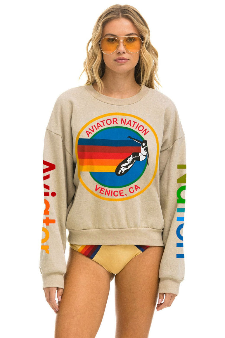 AVIATOR NATION RELAXED VENICE CREW SWEATSHIRT - SAND
