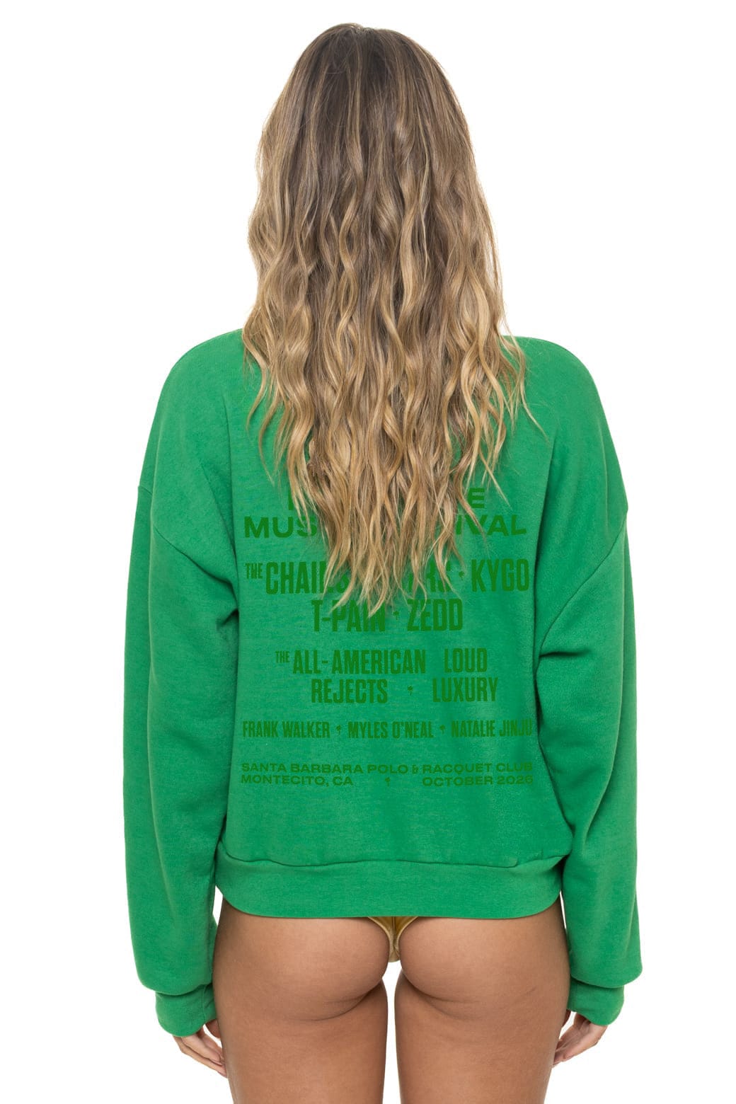 Palm Tree Festival Montecito 2026 Relaxed Crew Sweatshirt Kelly Green - women's back