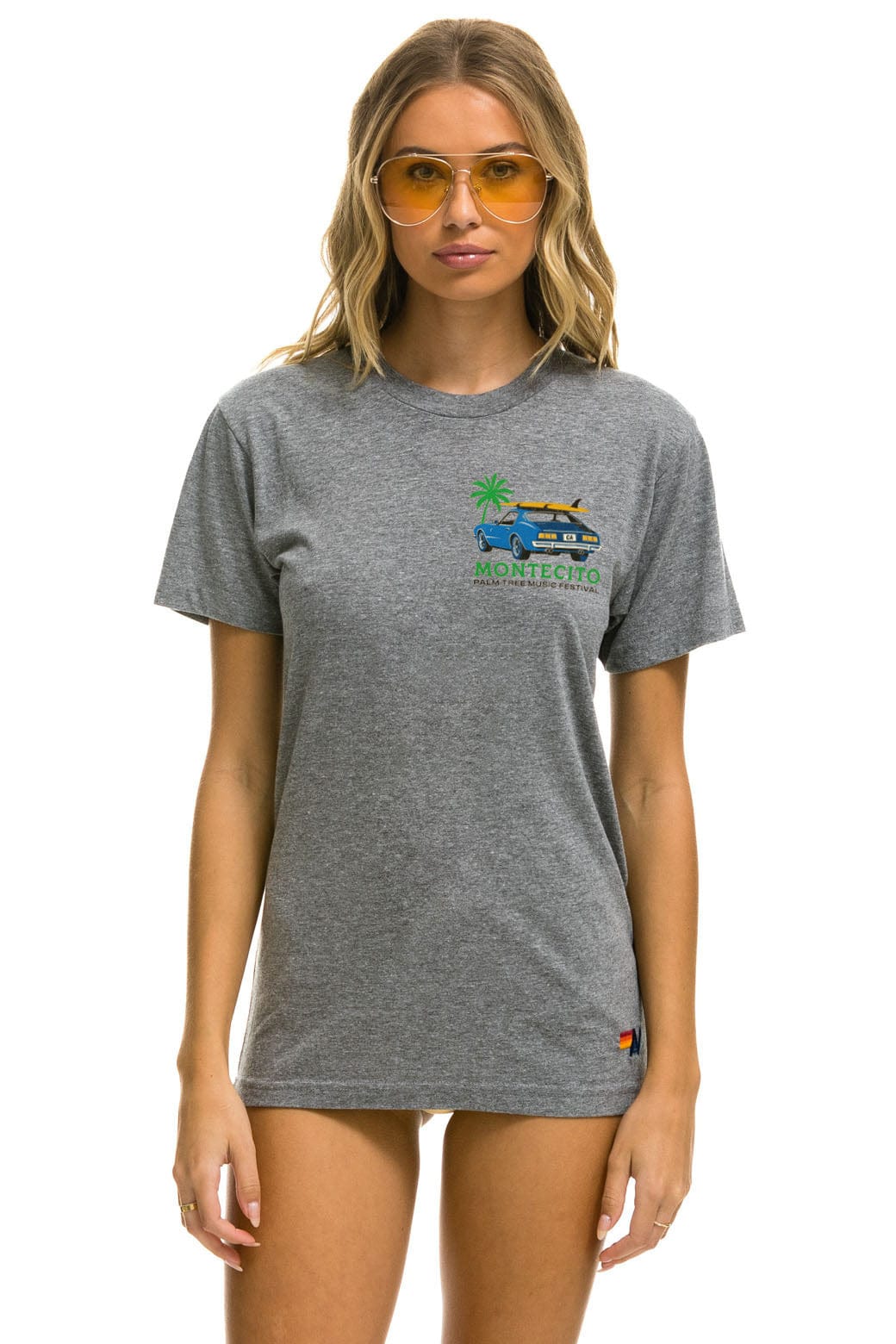Palm Tree Festival Montecito 2026 Crew Tee Heather Grey - women's front