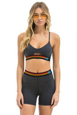 LOGO ELASTIC KEYHOLE BRA - CHARCOAL