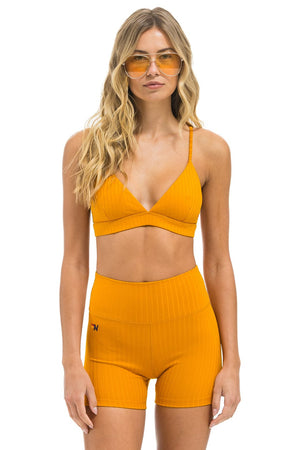 WIDE RIB TRIANGLE ADJUSTABLE SPORTS BRA - GOLD