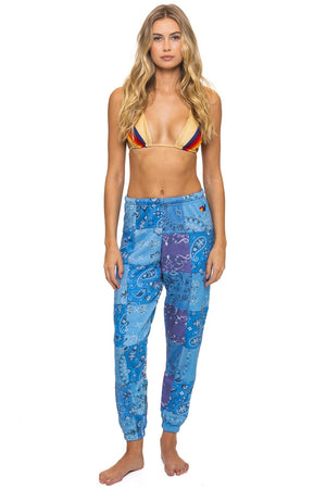 BANDANA QUILTED SWEATPANTS - BLUE
