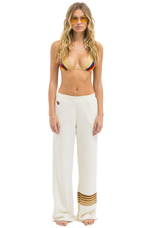 RUGBY STITCH WIDE LEG POCKET SWEATPANTS - VINTAGE WHITE // BROWN