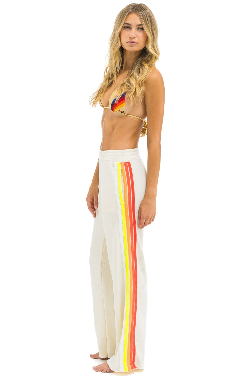 STRIPE WIDE LEG POCKET SWEATPANTS VINTAGE WHITE // WHITE NEON