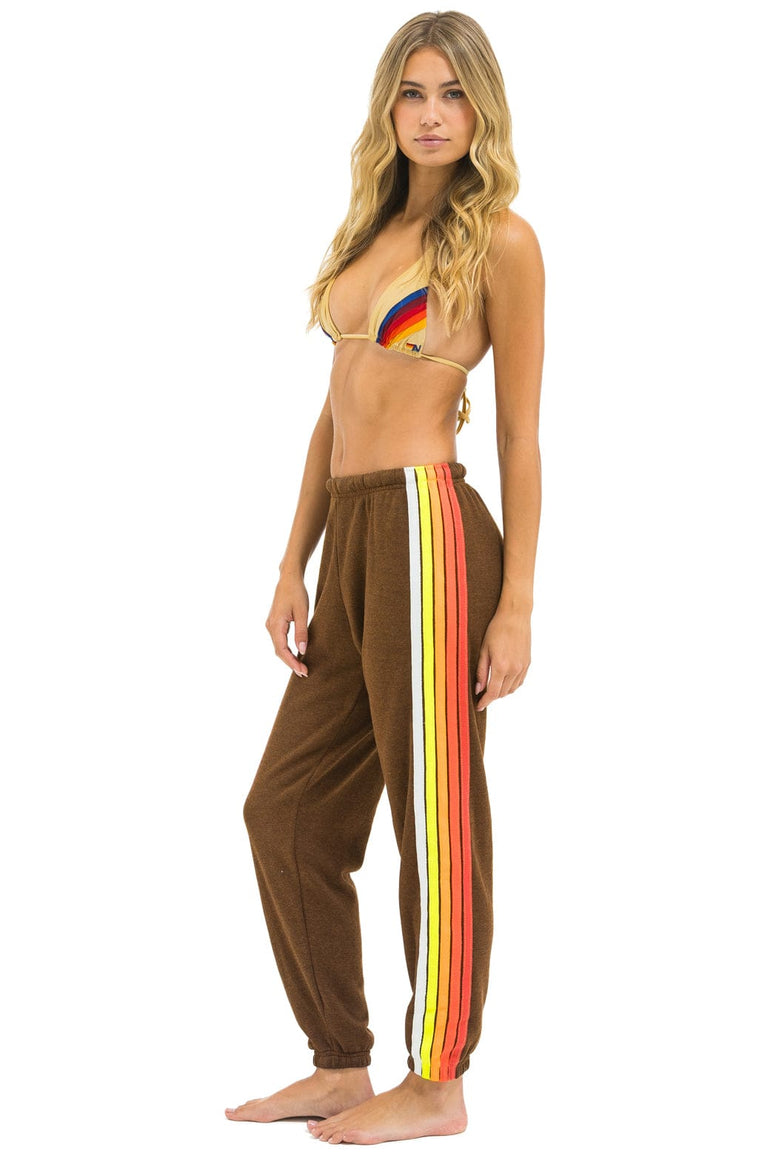 5 STRIPE SWEATPANTS - CHOCOLATE // WHITE NEON