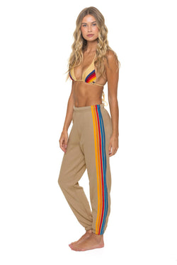 5 STRIPE SWEATPANTS - TAN
