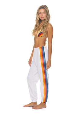 5 STRIPE SWEATPANTS - WHITE