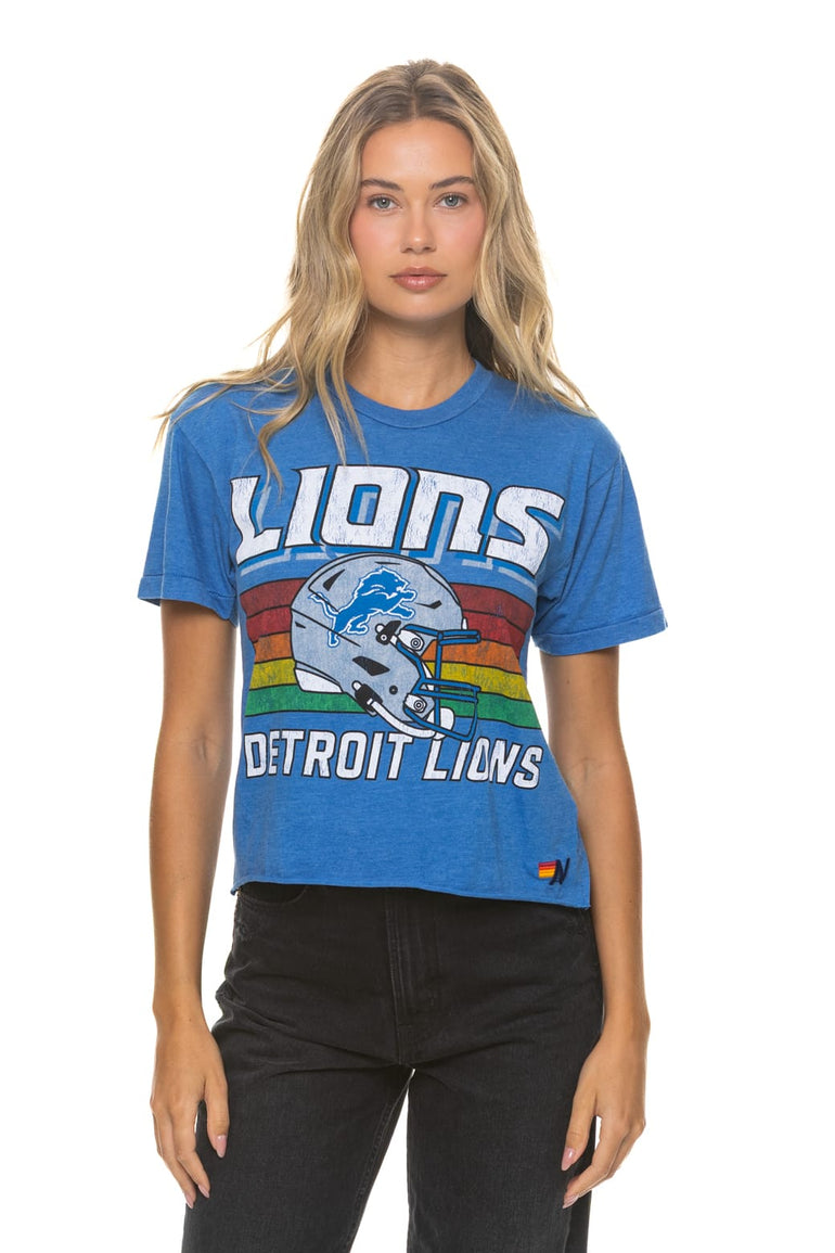 DETROIT LIONS HELMET BOYFRIEND TEE - COBALT