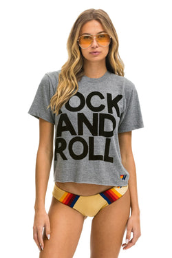 ROCK AND ROLL BOYFRIEND TEE - HEATHER GREY