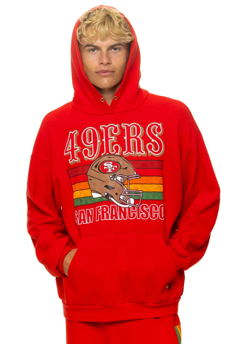 SAN FRANCISCO 49ERS HELMET RELAXED PULLOVER HOODIE - RED