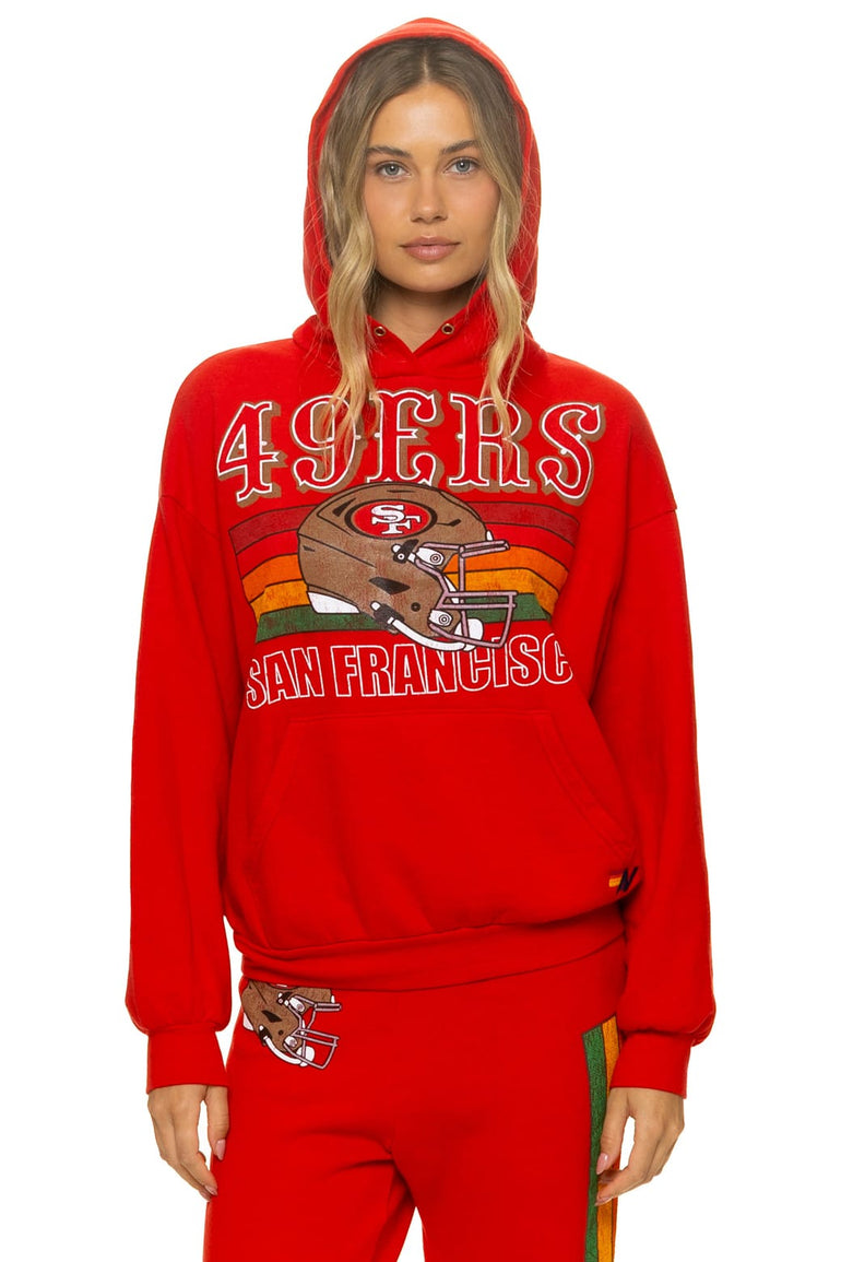 SAN FRANCISCO 49ERS HELMET RELAXED PULLOVER HOODIE - RED